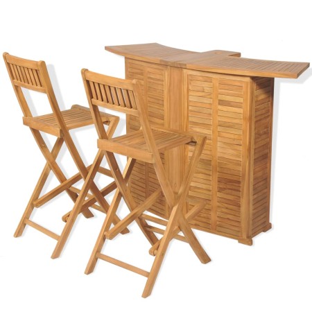 Folding garden bistro table and chairs set 3 pieces solid teak by vidaXL, Garden sets - Ref: Foro24-43805, Price: 609,11 €, D...