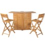 Folding garden bistro table and chairs set 3 pieces solid teak by vidaXL, Garden sets - Ref: Foro24-43805, Price: 609,11 €, D...