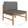 Gartensofa 4 Plätze mit grauen Kissen aus massivem Teakholz von vidaXL, Gartensets - Ref: Foro24-3087211, Preis: 608,13 €, Ra...