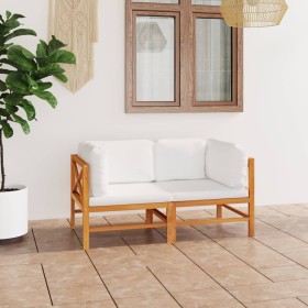 2-seater garden sofa with solid teak wood cushions by vidaXL, Garden sets - Ref: Foro24-3087206, Price: 309,99 €, Discount: %