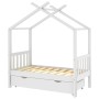 Estructura de cama niños y cajón madera maciza blanca 70x140 cm de vidaXL, Cunas y camas para niños - Ref: Foro24-322148, Pre...