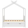 Estructura de cama niños y cajón madera maciza blanca 70x140 cm de vidaXL, Cunas y camas para niños - Ref: Foro24-322148, Pre...