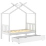 Estructura de cama niños y cajón madera maciza blanca 70x140 cm de vidaXL, Cunas y camas para niños - Ref: Foro24-322148, Pre...