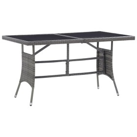 Mesa de jardín ratán sintético gris 140x80x74 cm de vidaXL, Mesas de jardín - Ref: Foro24-46414, Precio: 119,99 €, Descuento: %