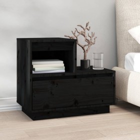 Solid black pine wood bedside table 60x34x51 cm by vidaXL, Nightstands - Ref: Foro24-814382, Price: 59,92 €, Discount: %