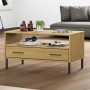 OSLO coffee table metal legs solid brown wood 85x50x45cm by vidaXL, Coffee table - Ref: Foro24-351033, Price: 60,44 €, Discou...