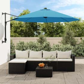 Wall parasol with sea blue green LED 290 cm by vidaXL, Umbrellas - Ref: Foro24-362894, Price: 106,99 €, Discount: %