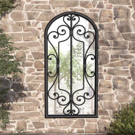 Black iron garden mirror for outdoor use 70x30 cm by vidaXL, Mirrors - Ref: Foro24-318376, Price: 85,99 €, Discount: %