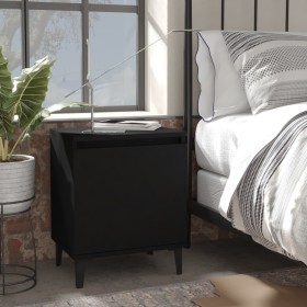 Mesitas de noche con patas de metal 2 uds negro 40x30x50 cm de vidaXL, Mesitas de noche - Ref: Foro24-805835, Precio: 34,49 €...