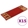 Alfombrilla autoadhesiva para escalera 15 uds rojo 65x21x4 cm de vidaXL, Alfombrillas para escalones - Ref: Foro24-326206, Pr...