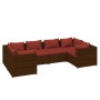 Set muebles de jardín 6 piezas y cojines ratán sintético marrón de vidaXL, Conjuntos de jardín - Ref: Foro24-3101939, Precio:...