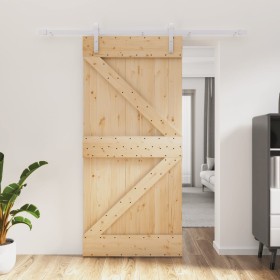 Puerta corredera con herrajes madera maciza de pino 95x210 cm de vidaXL, Puertas - Ref: Foro24-3203022, Precio: 184,14 €, Des...