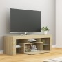 Mueble de TV con luces LED roble Sonoma 120x35x40 cm de vidaXL, Muebles TV - Ref: Foro24-804349, Precio: 72,16 €, Descuento: %