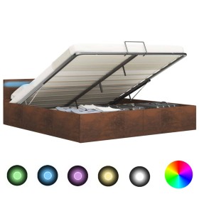 Cama canapé hidráulica con LED tela marrón 180x200 cm de vidaXL, Camas y somieres - Ref: Foro24-285569, Precio: 370,99 €, Des...