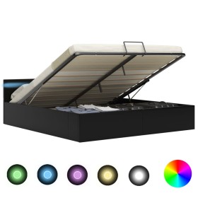 Cama canapé hidráulica con LED cuero sintético negra 180x200 cm de vidaXL, Camas y somieres - Ref: Foro24-285545, Precio: 371...