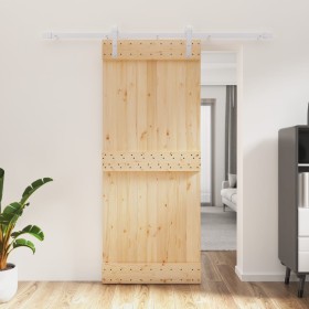 Schiebetür mit Beschlägen aus massivem Kiefernholz 85x210 cm von vidaXL, Türen - Ref: Foro24-3203028, Preis: 173,42 €, Rabatt: %