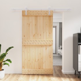 Puerta corredera con herrajes madera maciza de pino 100x210 cm de vidaXL, Puertas - Ref: Foro24-3203031, Precio: 166,98 €, De...