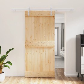 Puerta corredera con herrajes madera maciza de pino 95x210 cm de vidaXL, Puertas - Ref: Foro24-3203030, Precio: 173,99 €, Des...