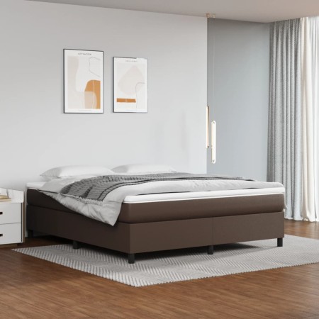 Brown synthetic leather bed frame 160x200 cm by vidaXL, Beds and slatted bases - Ref: Foro24-3121056, Price: 141,67 €, Discou...