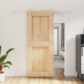 Puerta corredera con herrajes madera maciza de pino 85x210 cm de vidaXL, Puertas - Ref: Foro24-3203034, Precio: 191,12 €, Des...