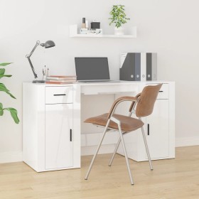 Glossy white plywood desk with cabinet by vidaXL, Desks - Ref: Foro24-3185433, Price: 159,05 €, Discount: %