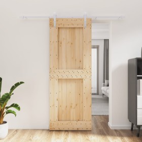 Puerta corredera con herrajes madera maciza de pino 80x210 cm de vidaXL, Puertas - Ref: Foro24-3203033, Precio: 164,99 €, Des...