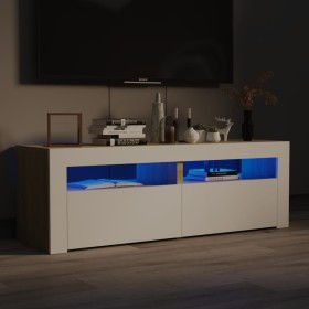 TV cabinet with LED lights white and Sonoma oak 120x35x40 cm by vidaXL, TV Furniture - Ref: Foro24-804360, Price: 91,40 €, Di...