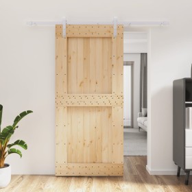 Puerta corredera con herrajes madera maciza de pino 95x210 cm de vidaXL, Puertas - Ref: Foro24-3203036, Precio: 202,98 €, Des...