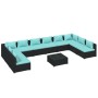 Set muebles de jardín 11 pzas y cojines ratán sintético negro de vidaXL, Conjuntos de jardín - Ref: Foro24-3101929, Precio: 1...