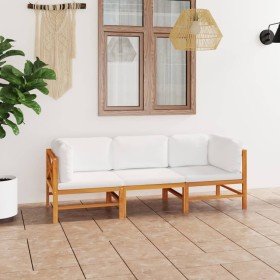 3-seater garden sofa with solid teak wood cushions by vidaXL, Garden sets - Ref: Foro24-3087208, Price: 392,99 €, Discount: %