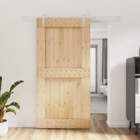 Schiebetür mit Beschlägen aus massivem Kiefernholz 100x210 cm von vidaXL, Türen - Ref: Foro24-3203037, Preis: 184,99 €, Rabat...