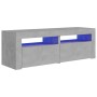 Mueble de TV con luces LED gris hormigón 120x35x40 cm de vidaXL, Muebles TV - Ref: Foro24-804359, Precio: 74,25 €, Descuento: %