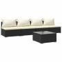 5-teiliges Gartensofa-Set und schwarze synthetische Rattankissen von vidaXL, Gartensets - Ref: Foro24-3101407, Preis: 523,37 ...