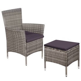 Garden chairs and stool with gray synthetic rattan cushions by vidaXL, Garden chairs - Ref: Foro24-44092, Price: 94,86 €, Dis...