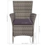 Garden chairs and stool with gray synthetic rattan cushions by vidaXL, Garden chairs - Ref: Foro24-44092, Price: 94,69 €, Dis...