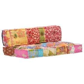 Stoff-Patchwork-Hocker von vidaXL, Kissen für Stühle und Sofas - Ref: Foro24-249419, Preis: 255,07 €, Rabatt: %