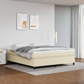 Cream synthetic leather bed frame 160x200 cm by vidaXL, Beds and slatted bases - Ref: Foro24-3121055, Price: 143,28 €, Discou...