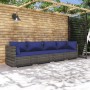 4-teiliges Gartensofa-Set und graue synthetische Rattankissen von vidaXL, Gartensets - Ref: Foro24-3101430, Preis: 318,29 €, ...