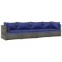 4-teiliges Gartensofa-Set und graue synthetische Rattankissen von vidaXL, Gartensets - Ref: Foro24-3101430, Preis: 318,29 €, ...