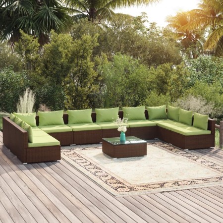 Garden furniture set 11 pieces brown synthetic rattan cushions by vidaXL, Garden sets - Ref: Foro24-3101932, Price: 1,00 €, D...