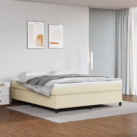 Box spring bed with cream synthetic leather mattress 160x200 cm by vidaXL, Beds and slatted bases - Ref: Foro24-3144616, Pric...