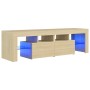 TV cabinet with LED lights Sonoma oak color 140x36.5x40 cm by vidaXL, TV Furniture - Ref: Foro24-804367, Price: 95,80 €, Disc...