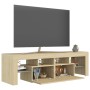 TV cabinet with LED lights Sonoma oak color 140x36.5x40 cm by vidaXL, TV Furniture - Ref: Foro24-804367, Price: 95,80 €, Disc...