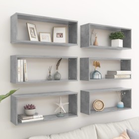 Cube wall shelf 6 units concrete gray plywood 60x15x23cm by vidaXL, Shelves and shelves - Ref: Foro24-807147, Price: 68,68 €,...