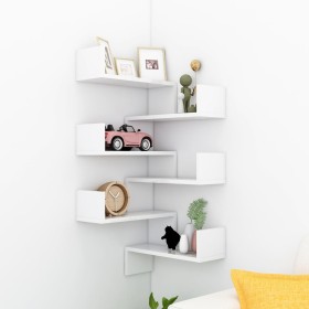 Wall corner shelf 2 pcs glossy white wood 40x40x50 cm by vidaXL, Shelves and shelves - Ref: Foro24-807236, Price: 32,14 €, Di...