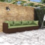 4-teiliges Gartenmöbel-Set und braune synthetische Rattankissen von vidaXL, Gartensets - Ref: Foro24-3101428, Preis: 414,38 €...