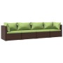 Set muebles de jardín 4 piezas y cojines ratán sintético marrón de vidaXL, Conjuntos de jardín - Ref: Foro24-3101428, Precio:...