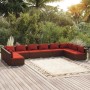 Garden furniture set 10 pieces and brown synthetic rattan cushions by vidaXL, Garden sets - Ref: Foro24-3101923, Price: 1,00 ...