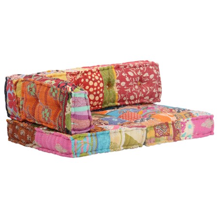 Puf patchwork de tela de vidaXL, Cojines para sillas y sofás - Ref: Foro24-249424, Precio: 240,09 €, Descuento: %