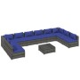 Set de muebles de jardín 11 pzas y cojines ratán sintético gris de vidaXL, Conjuntos de jardín - Ref: Foro24-3101934, Precio:...